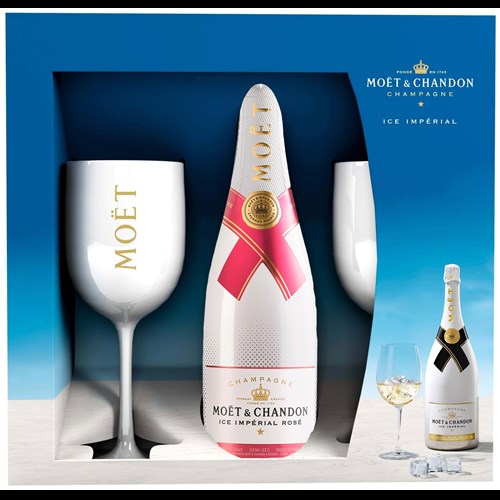 Moet And Chandon Ice Imperial Rose NV 75cl And 2 Glasses Pack